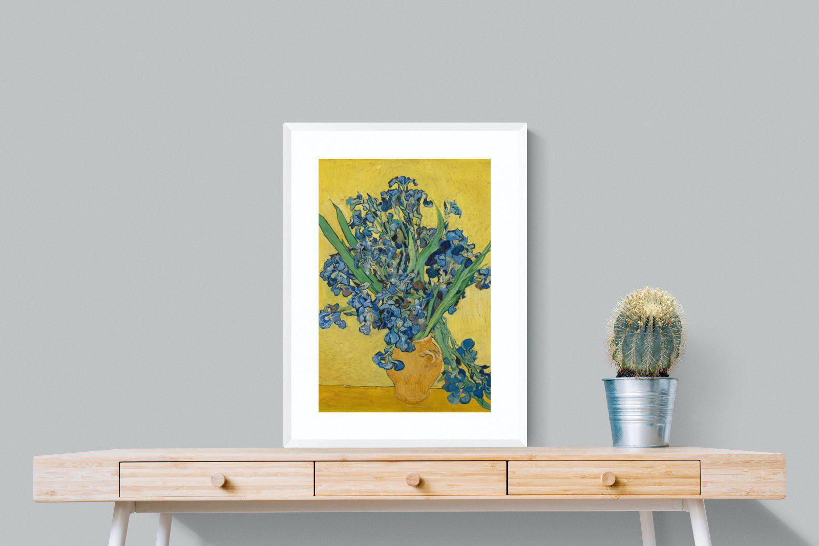 Van Gogh Irises in Vase-Wall_Art-60 x 80cm-Framed Print-White-Pixalot