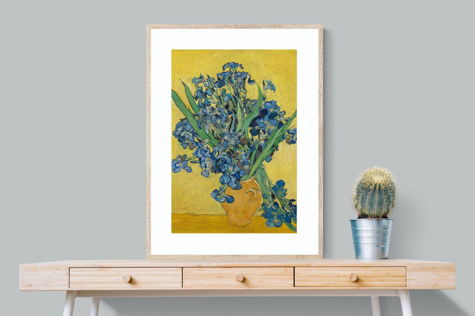 Van Gogh Irises in Vase-Wall_Art-75 x 100cm-Framed Print-Wood-Pixalot