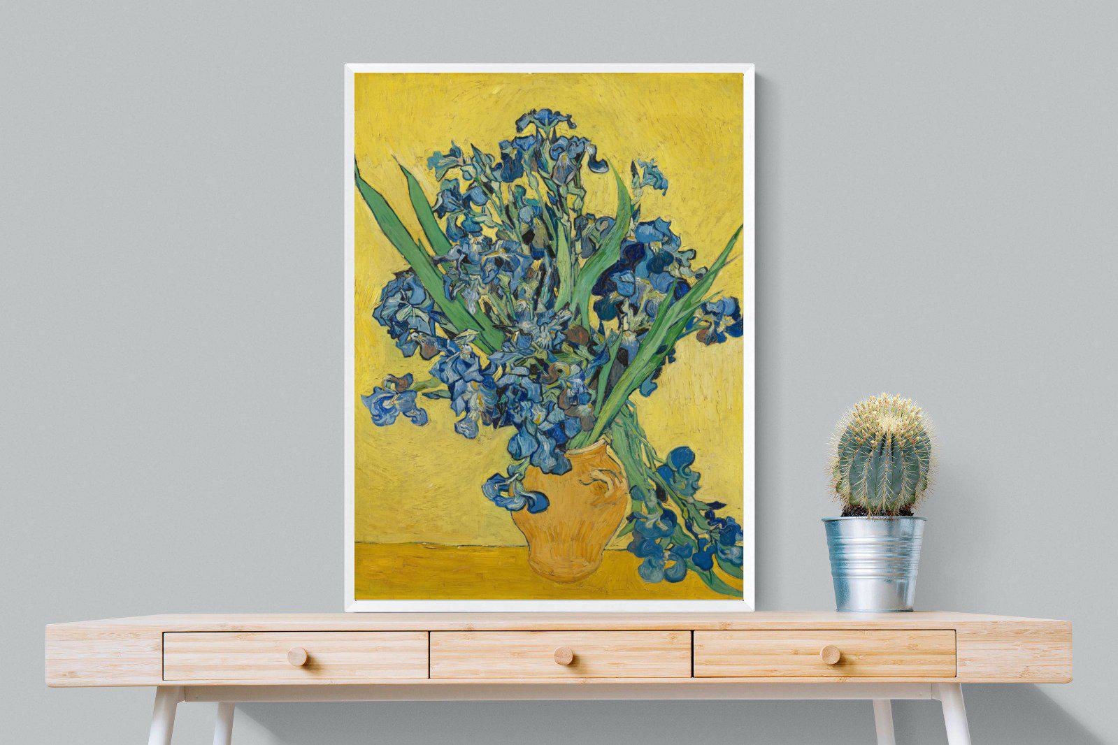 Van Gogh Irises in Vase-Wall_Art-75 x 100cm-Mounted Canvas-White-Pixalot
