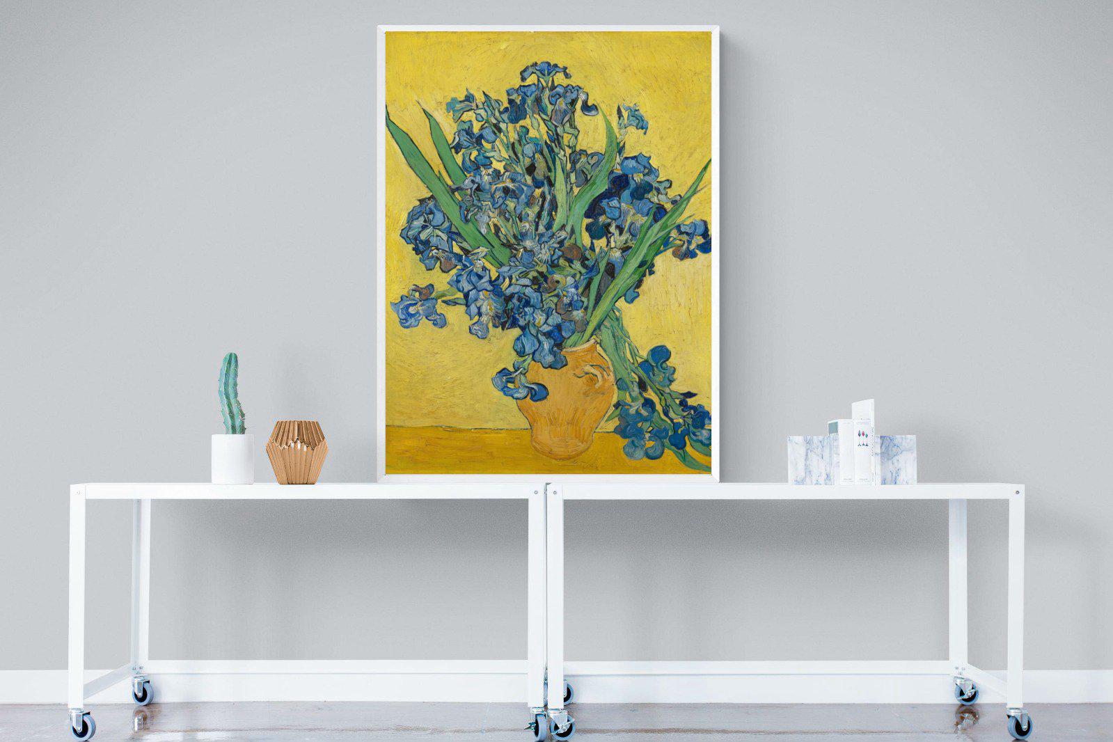 Van Gogh Irises in Vase-Wall_Art-90 x 120cm-Mounted Canvas-White-Pixalot