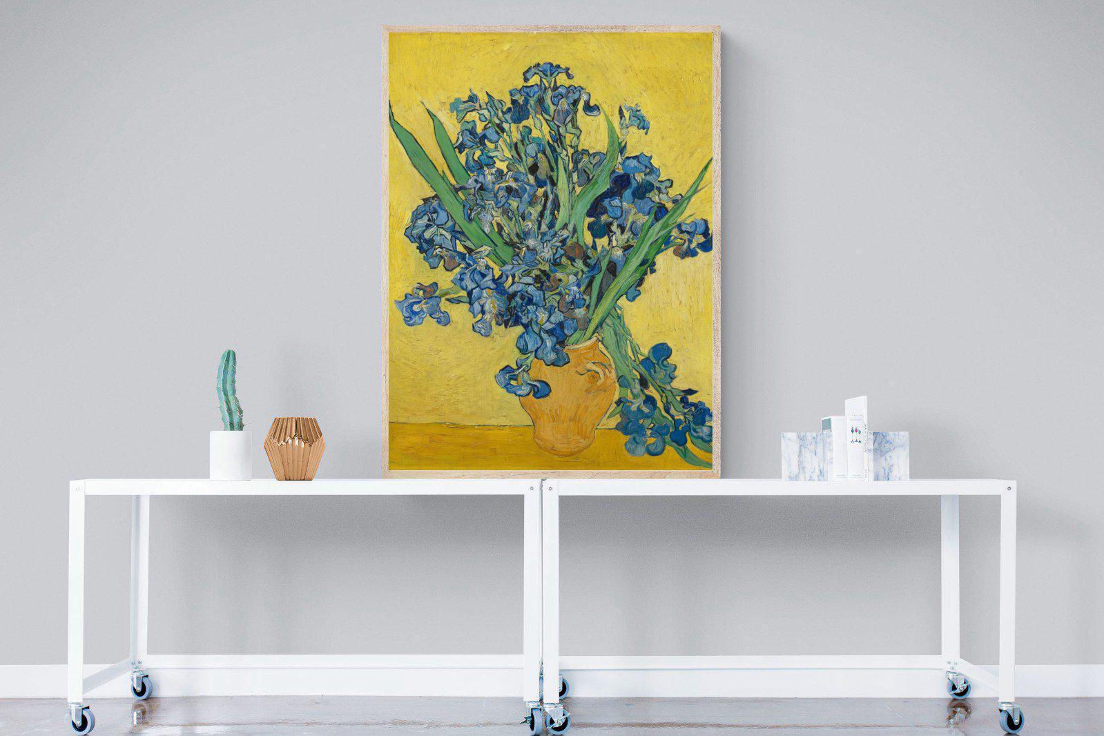 Van Gogh Irises in Vase-Wall_Art-90 x 120cm-Mounted Canvas-Wood-Pixalot