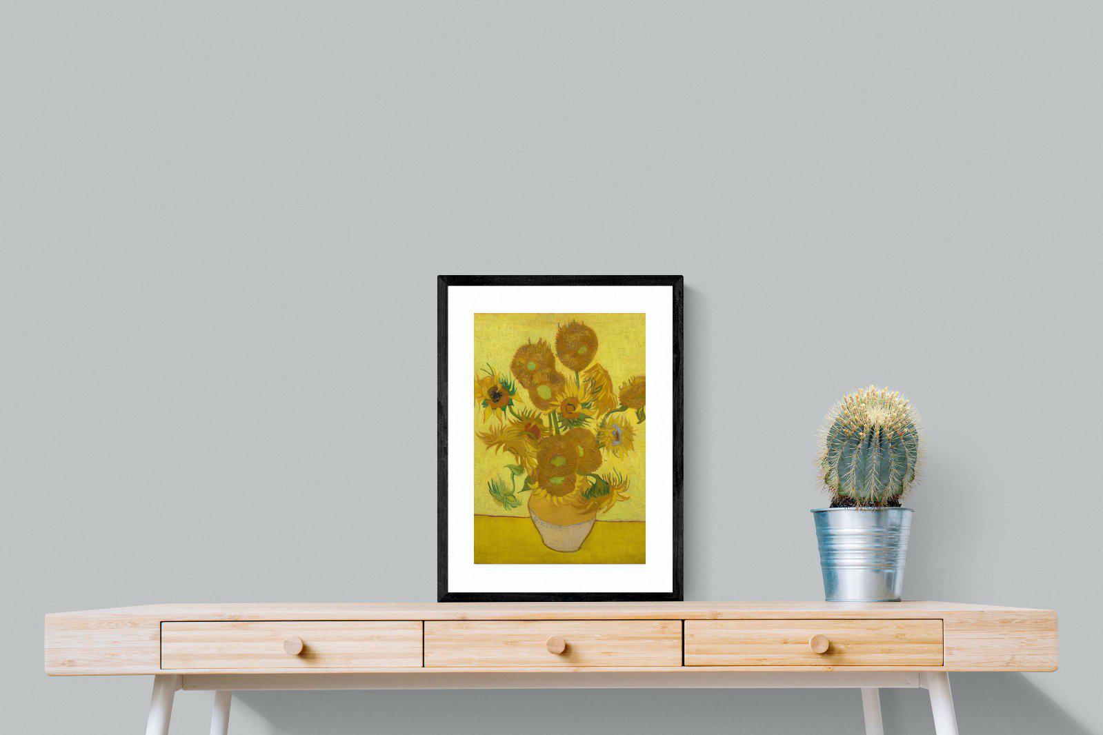 Van Gogh Sunflowers-Wall_Art-45 x 60cm-Framed Print-Black-Pixalot