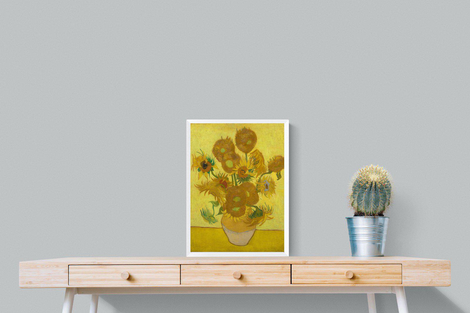 Van Gogh Sunflowers-Wall_Art-45 x 60cm-Mounted Canvas-White-Pixalot