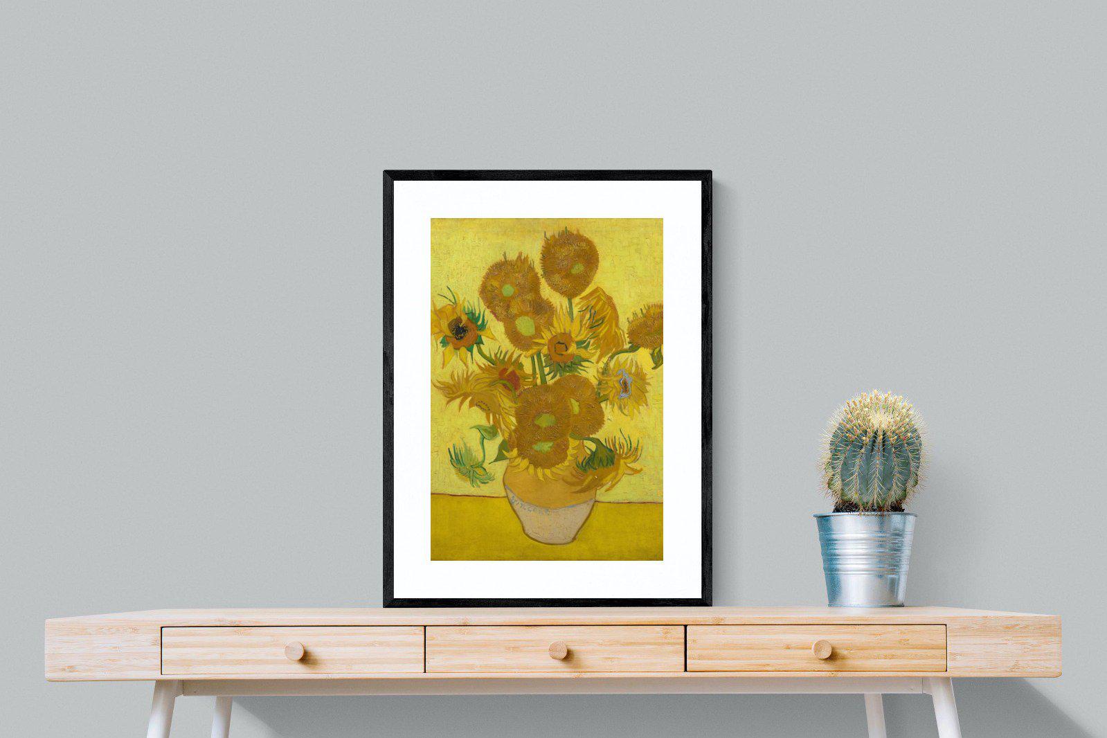 Van Gogh Sunflowers-Wall_Art-60 x 80cm-Framed Print-Black-Pixalot