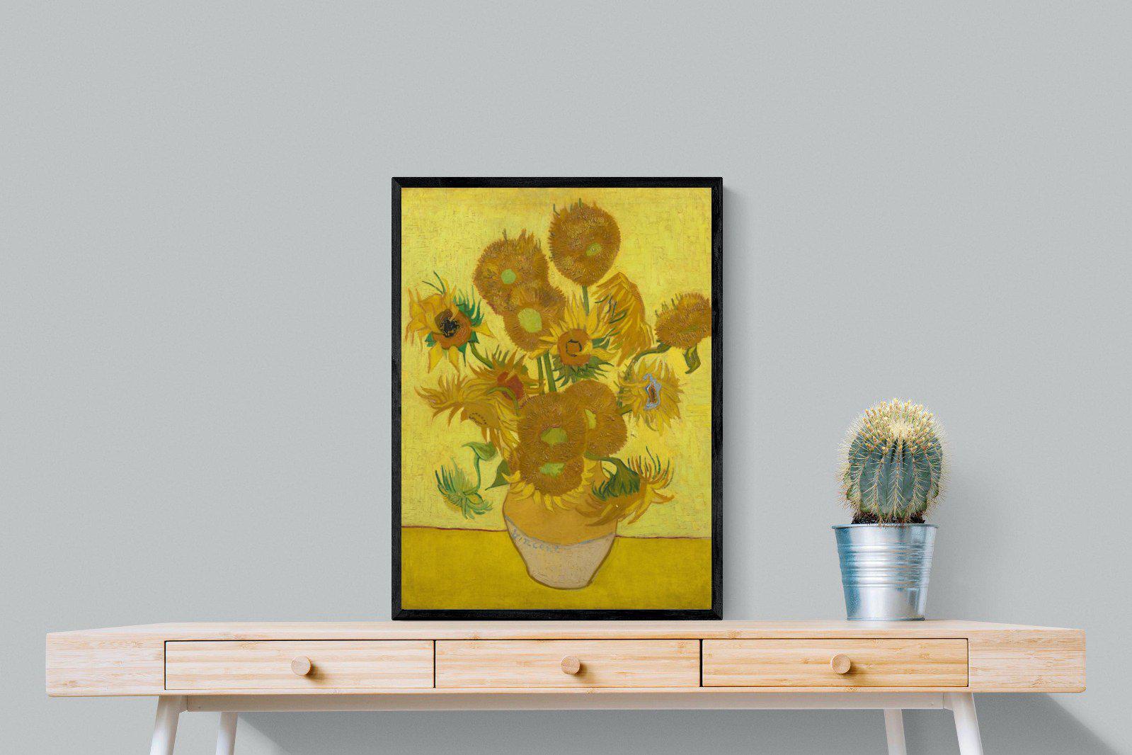 Van Gogh Sunflowers-Wall_Art-60 x 80cm-Mounted Canvas-Black-Pixalot