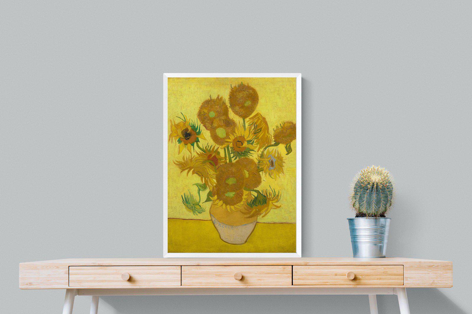 Van Gogh Sunflowers-Wall_Art-60 x 80cm-Mounted Canvas-White-Pixalot