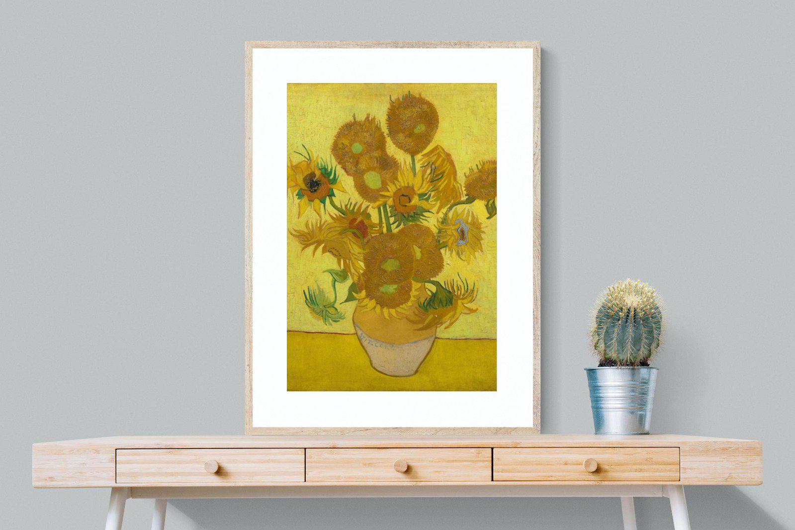 Van Gogh Sunflowers-Wall_Art-75 x 100cm-Framed Print-Wood-Pixalot