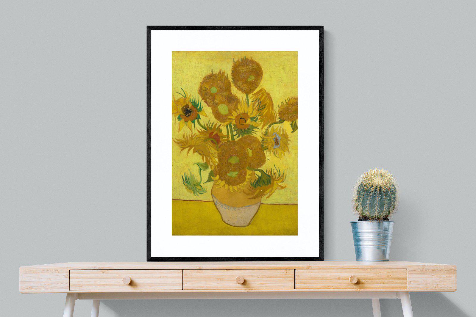 Van Gogh Sunflowers-Wall_Art-75 x 100cm-Framed Print-Black-Pixalot