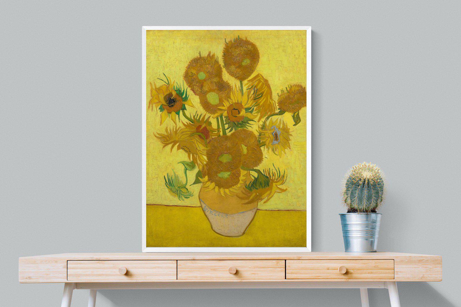 Van Gogh Sunflowers-Wall_Art-75 x 100cm-Mounted Canvas-White-Pixalot