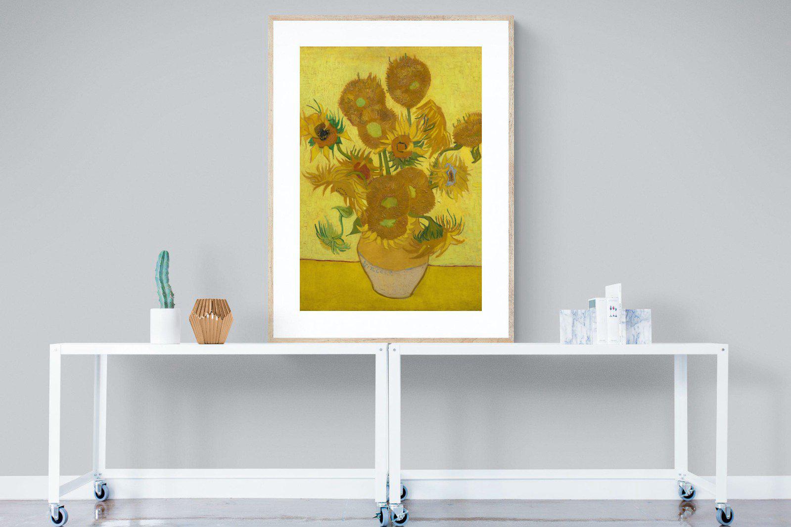 Van Gogh Sunflowers-Wall_Art-90 x 120cm-Framed Print-Wood-Pixalot