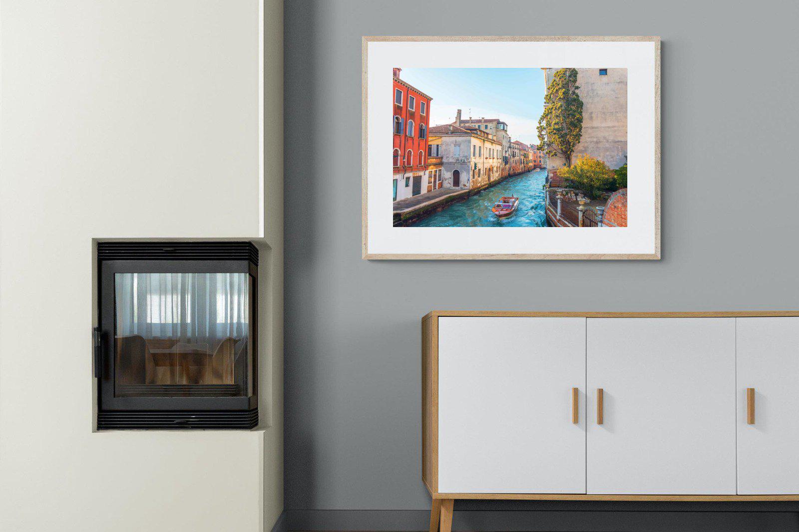 Venice Canal-Wall_Art-100 x 75cm-Framed Print-Wood-Pixalot