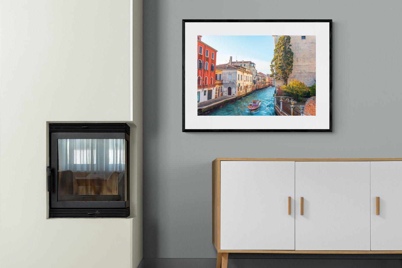 Venice Canal-Wall_Art-100 x 75cm-Framed Print-Black-Pixalot