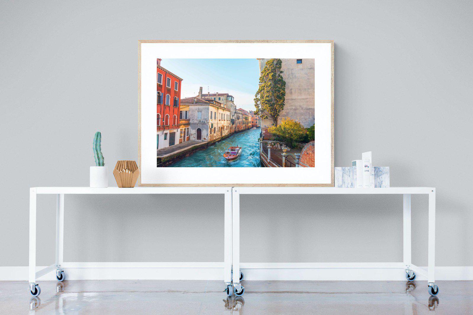 Venice Canal-Wall_Art-120 x 90cm-Framed Print-Wood-Pixalot