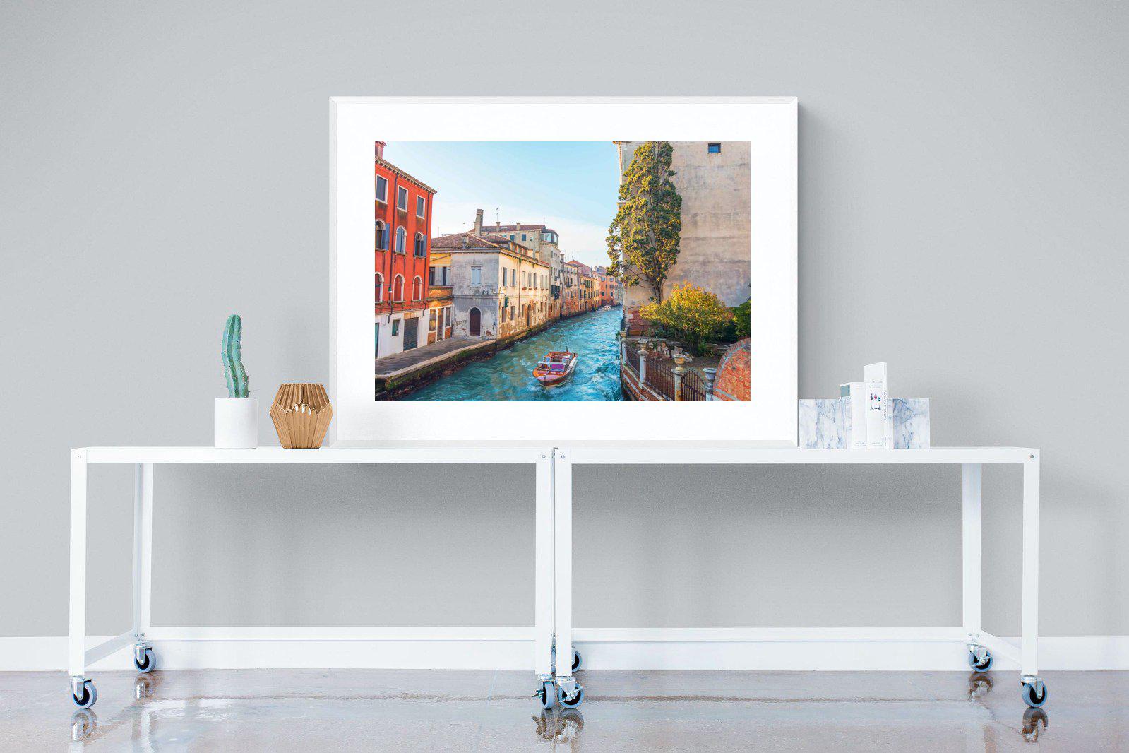 Venice Canal-Wall_Art-120 x 90cm-Framed Print-White-Pixalot