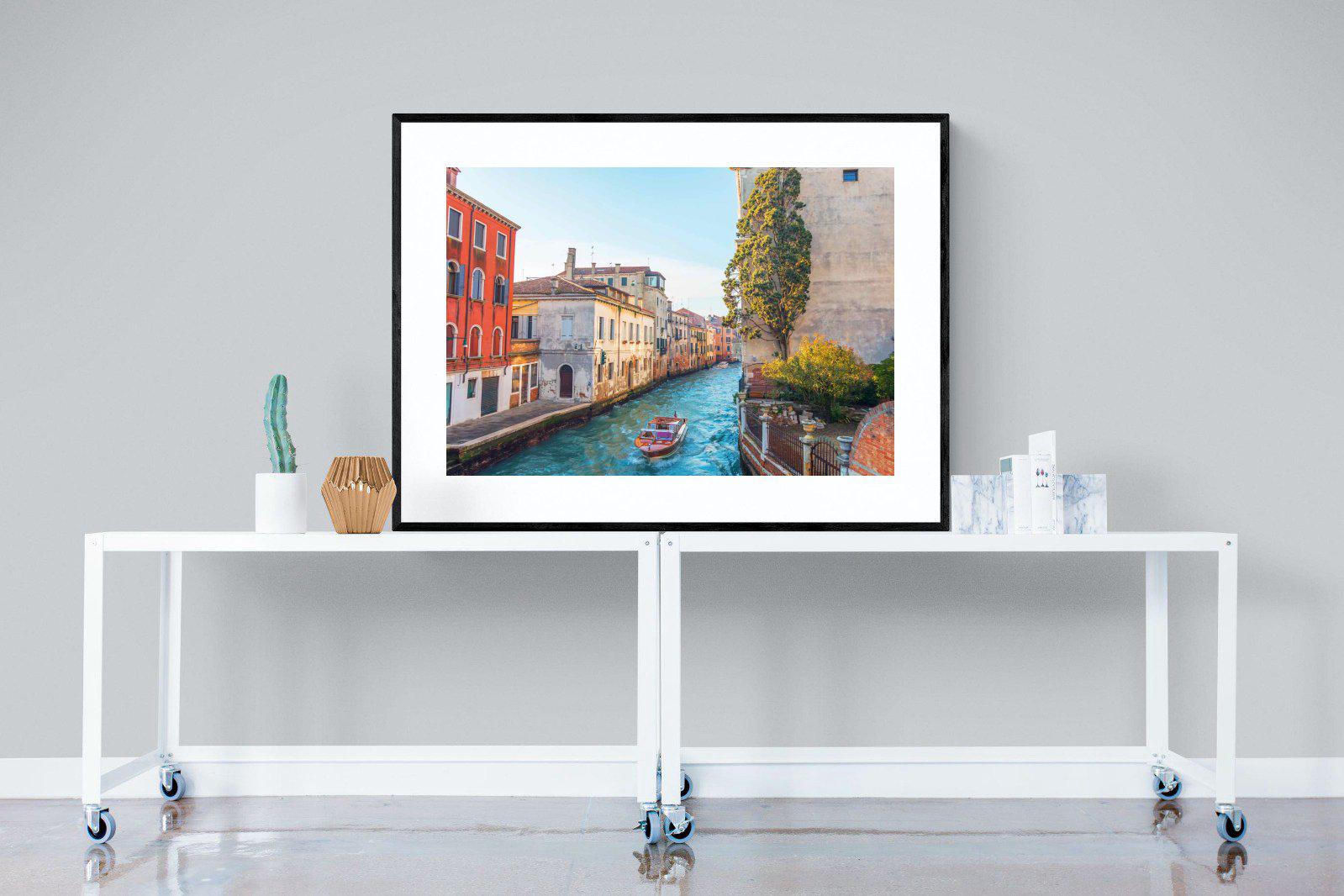 Venice Canal-Wall_Art-120 x 90cm-Framed Print-Black-Pixalot