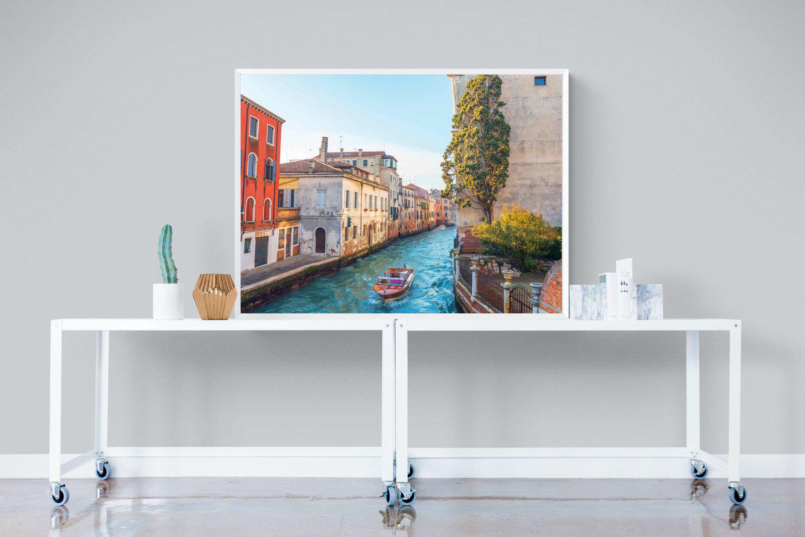 Venice Canal-Wall_Art-120 x 90cm-Mounted Canvas-White-Pixalot