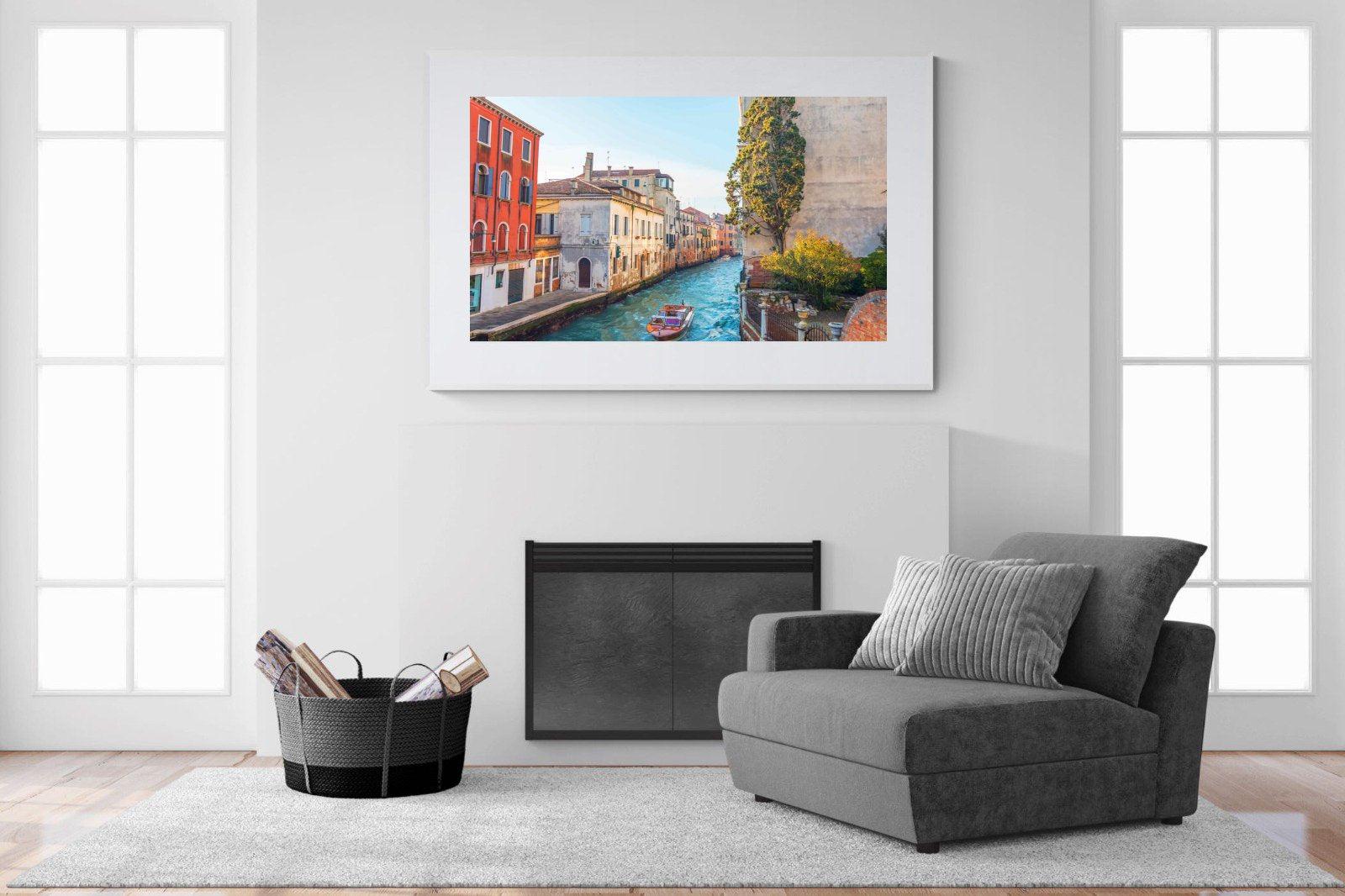 Venice Canal-Wall_Art-150 x 100cm-Framed Print-White-Pixalot