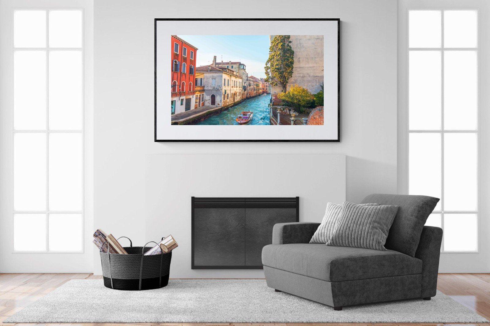 Venice Canal-Wall_Art-150 x 100cm-Framed Print-Black-Pixalot