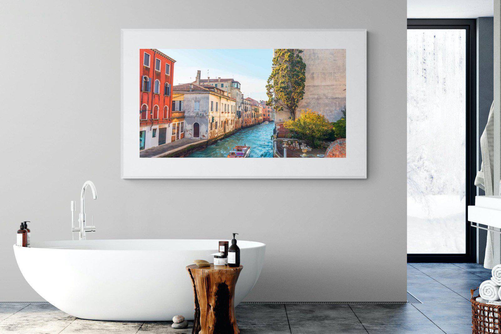 Venice Canal-Wall_Art-180 x 110cm-Framed Print-White-Pixalot