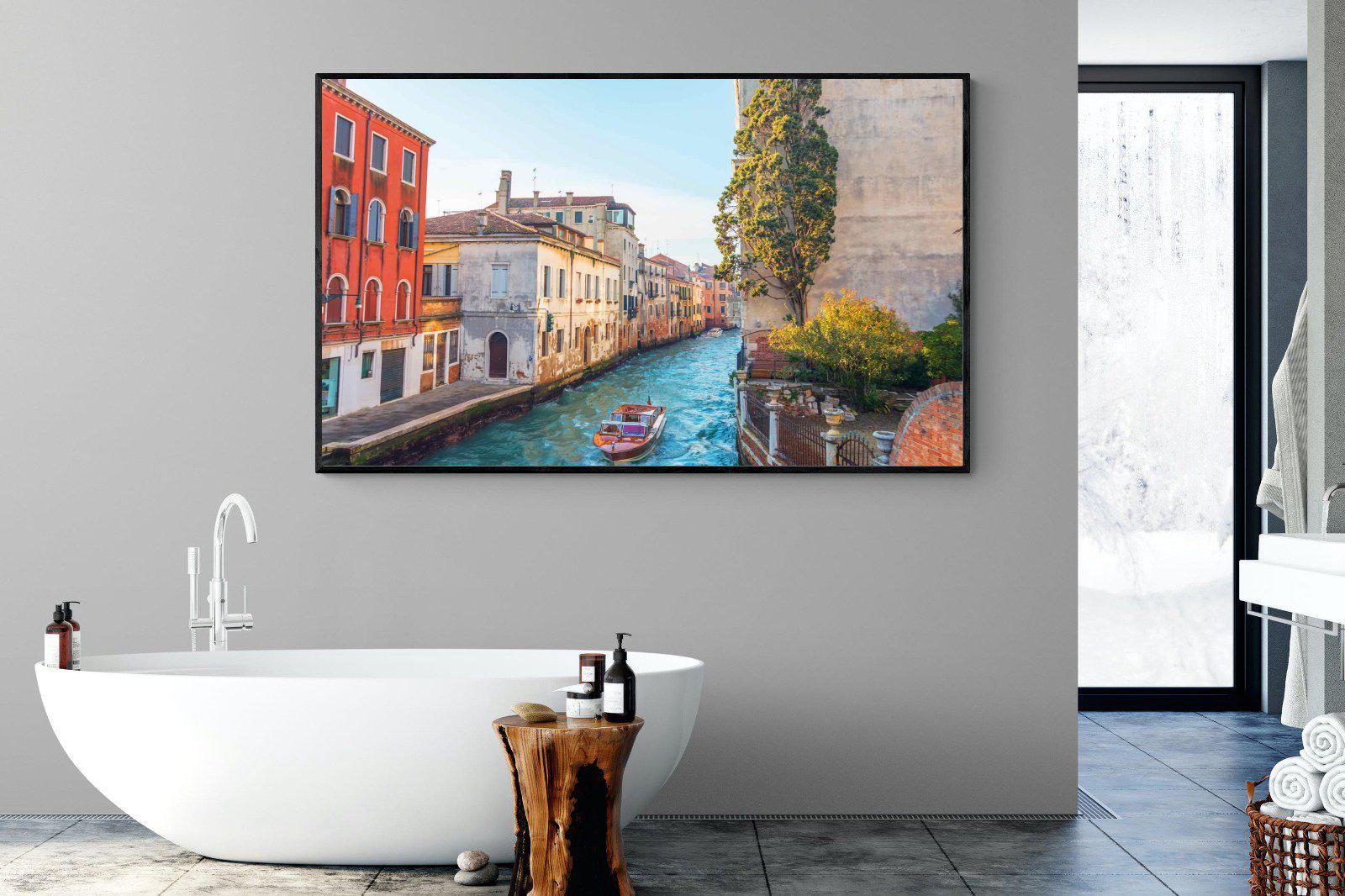 Venice Canal-Wall_Art-180 x 110cm-Mounted Canvas-Black-Pixalot