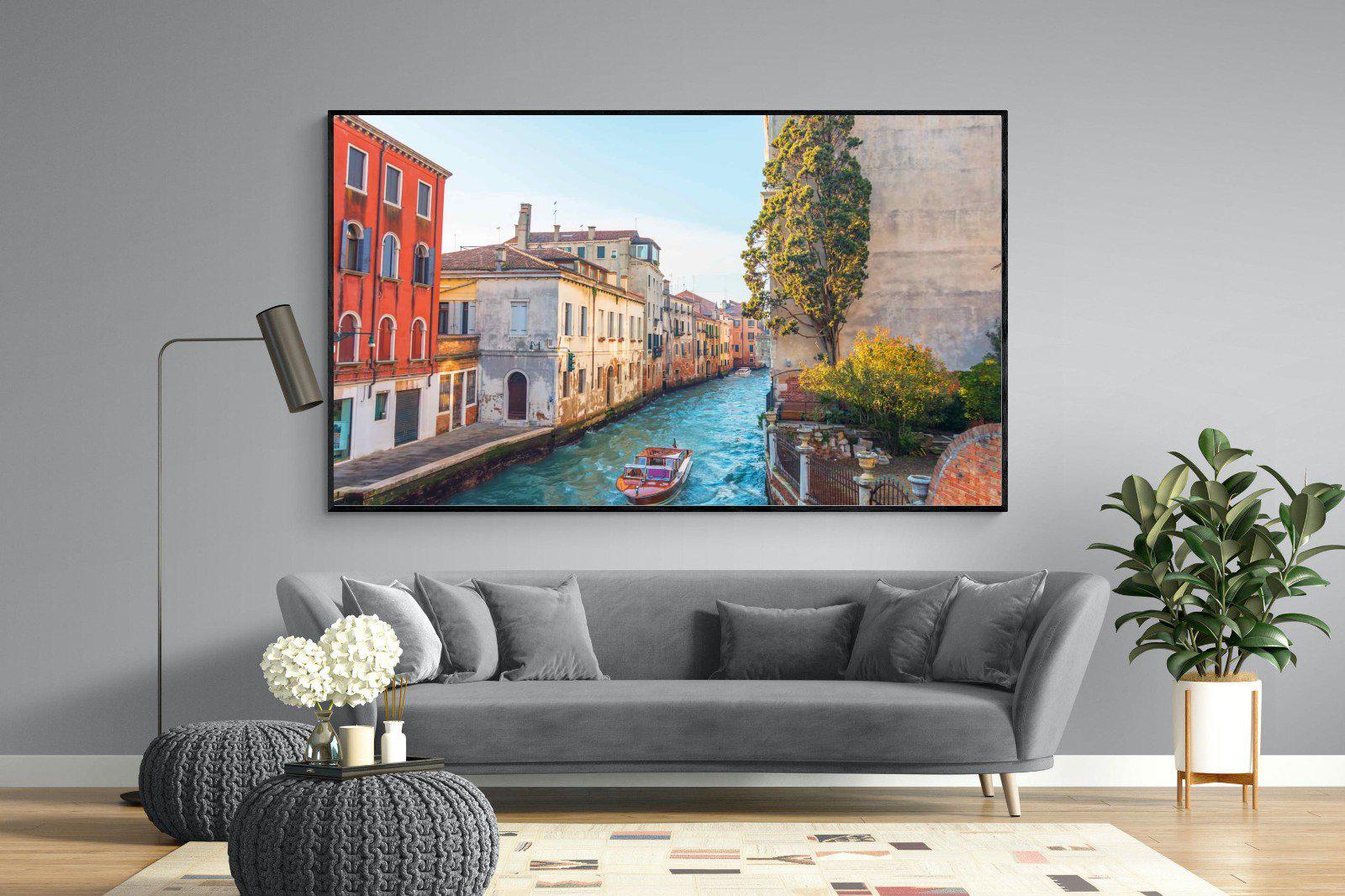 Venice Canal-Wall_Art-220 x 130cm-Mounted Canvas-Black-Pixalot