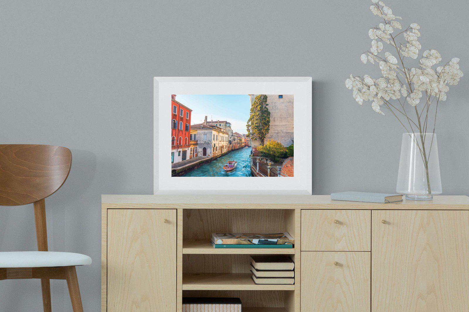 Venice Canal-Wall_Art-60 x 45cm-Framed Print-White-Pixalot