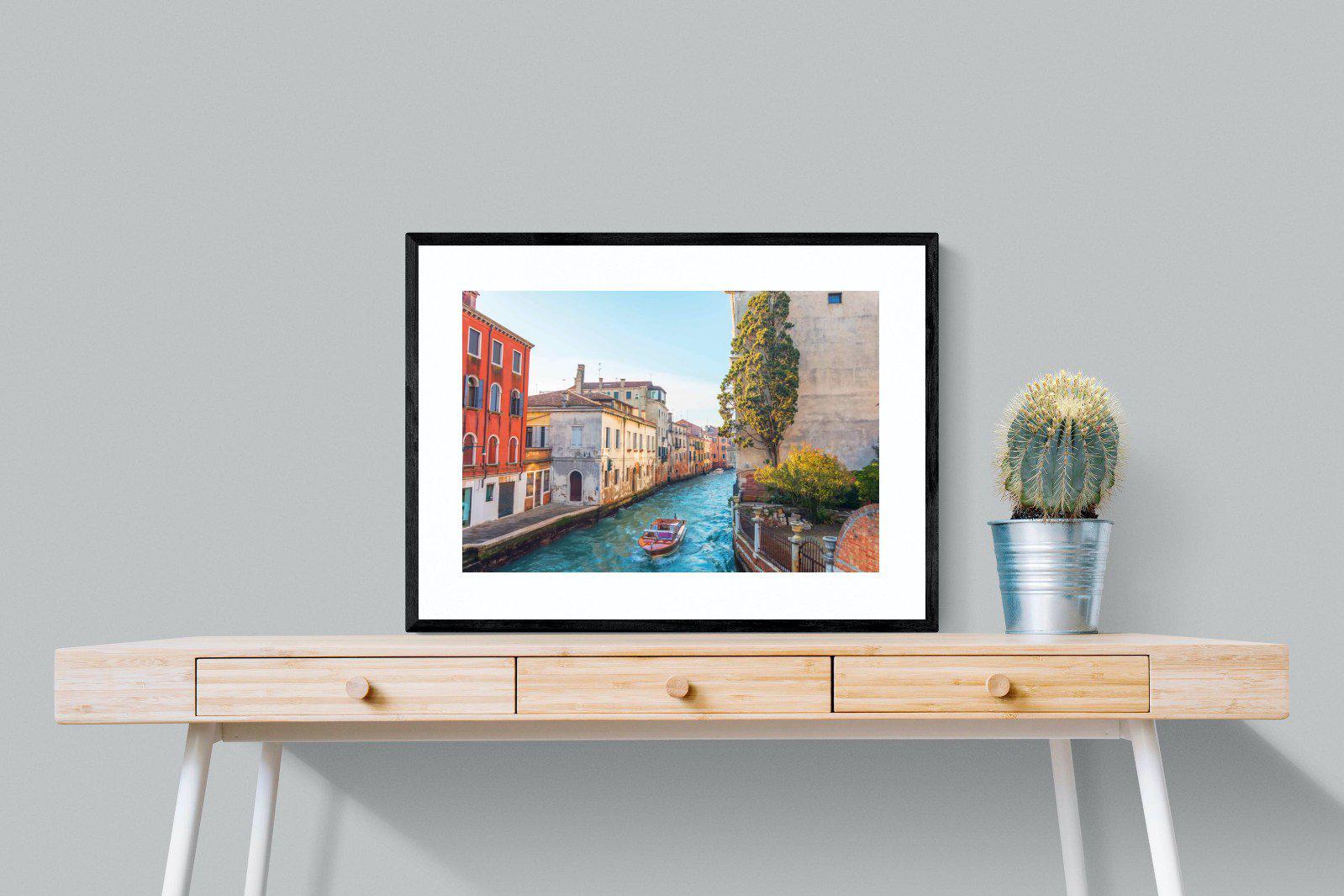 Venice Canal-Wall_Art-80 x 60cm-Framed Print-Black-Pixalot