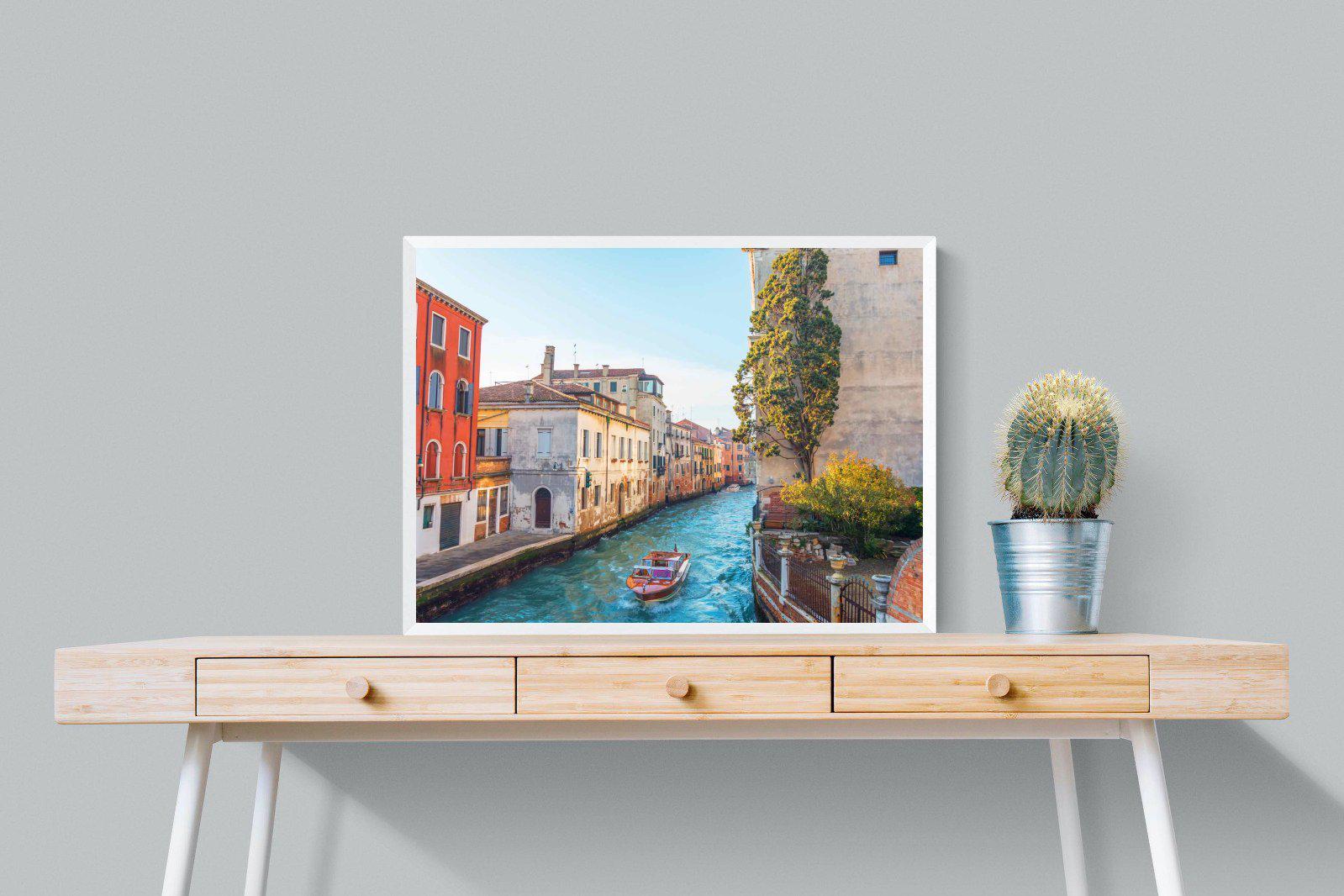 Venice Canal-Wall_Art-80 x 60cm-Mounted Canvas-White-Pixalot