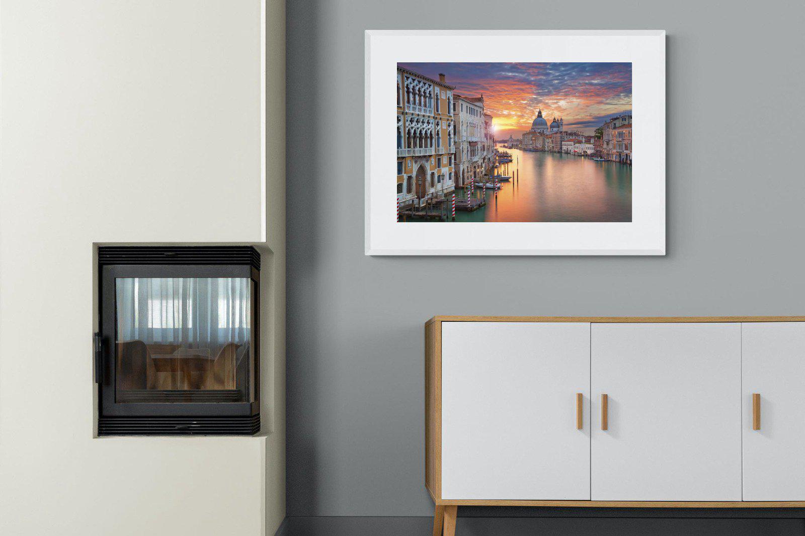 Venice at Dusk-Wall_Art-100 x 75cm-Framed Print-White-Pixalot