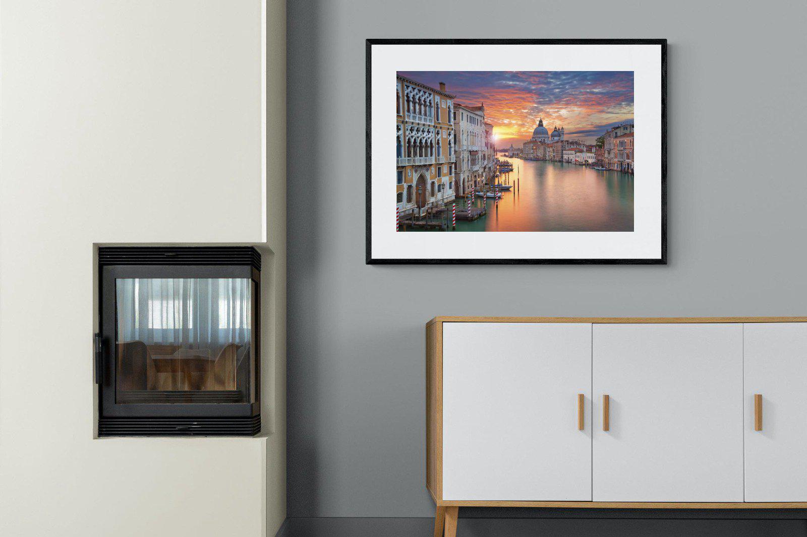 Venice at Dusk-Wall_Art-100 x 75cm-Framed Print-Black-Pixalot