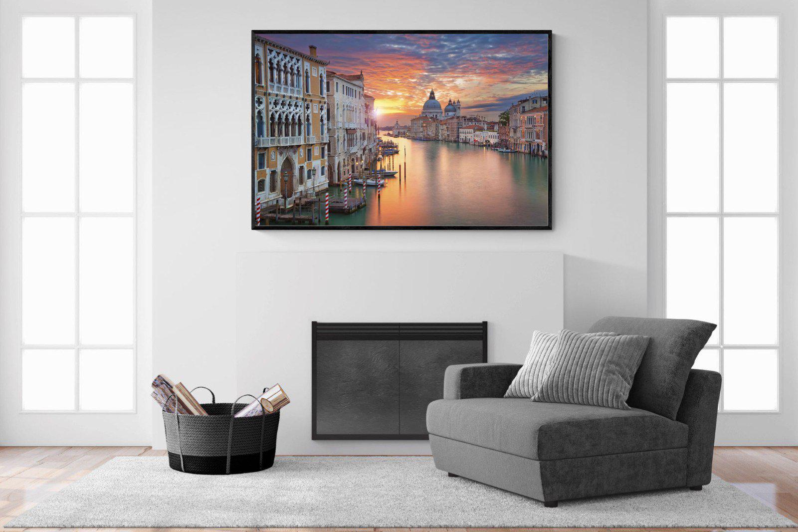 Venice at Dusk-Wall_Art-150 x 100cm-Mounted Canvas-Black-Pixalot