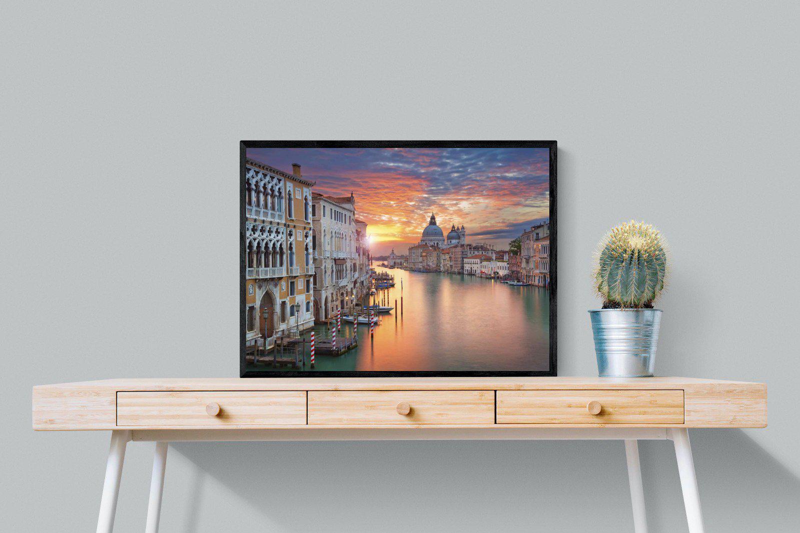 Venice at Dusk-Wall_Art-80 x 60cm-Mounted Canvas-Black-Pixalot