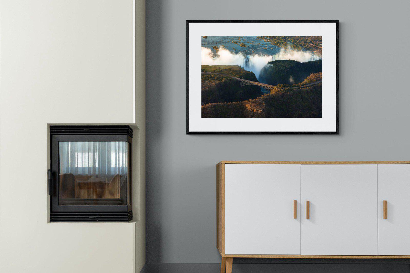 Victoria Falls-Wall_Art-100 x 75cm-Framed Print-Black-Pixalot