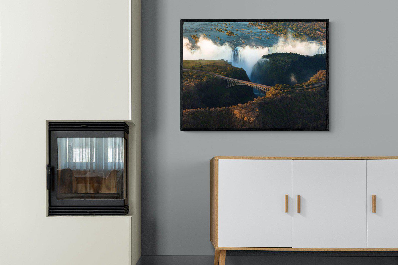 Victoria Falls-Wall_Art-100 x 75cm-Mounted Canvas-Black-Pixalot