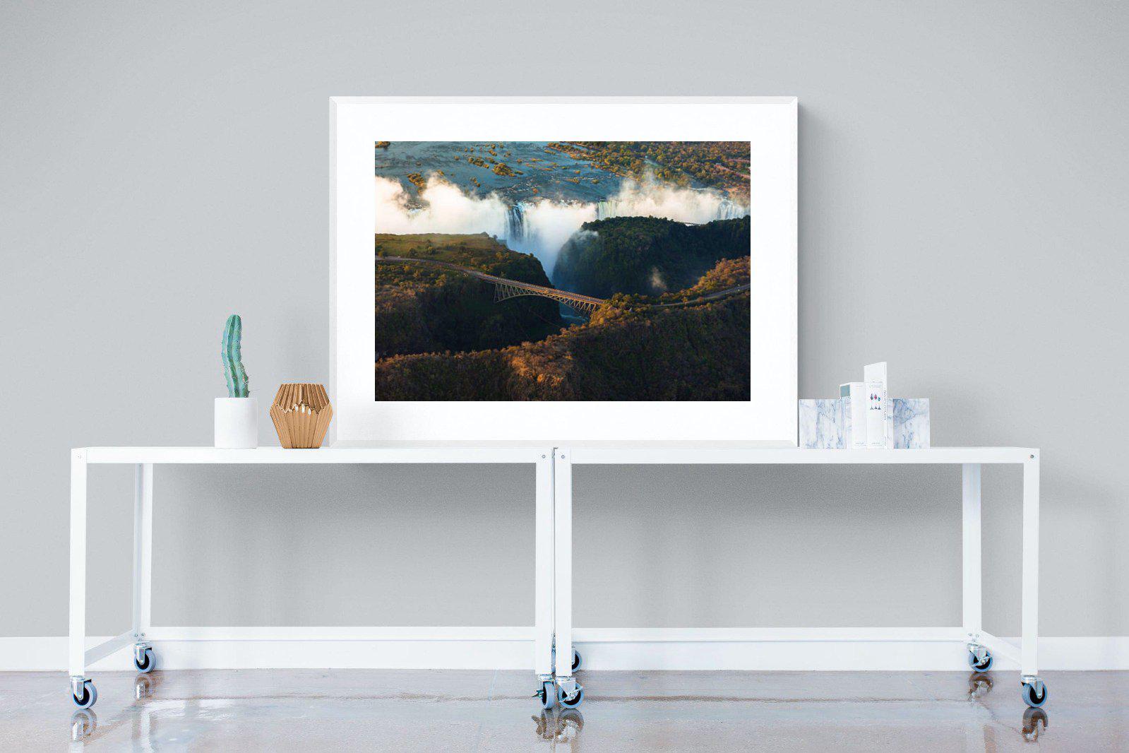 Victoria Falls-Wall_Art-120 x 90cm-Framed Print-White-Pixalot