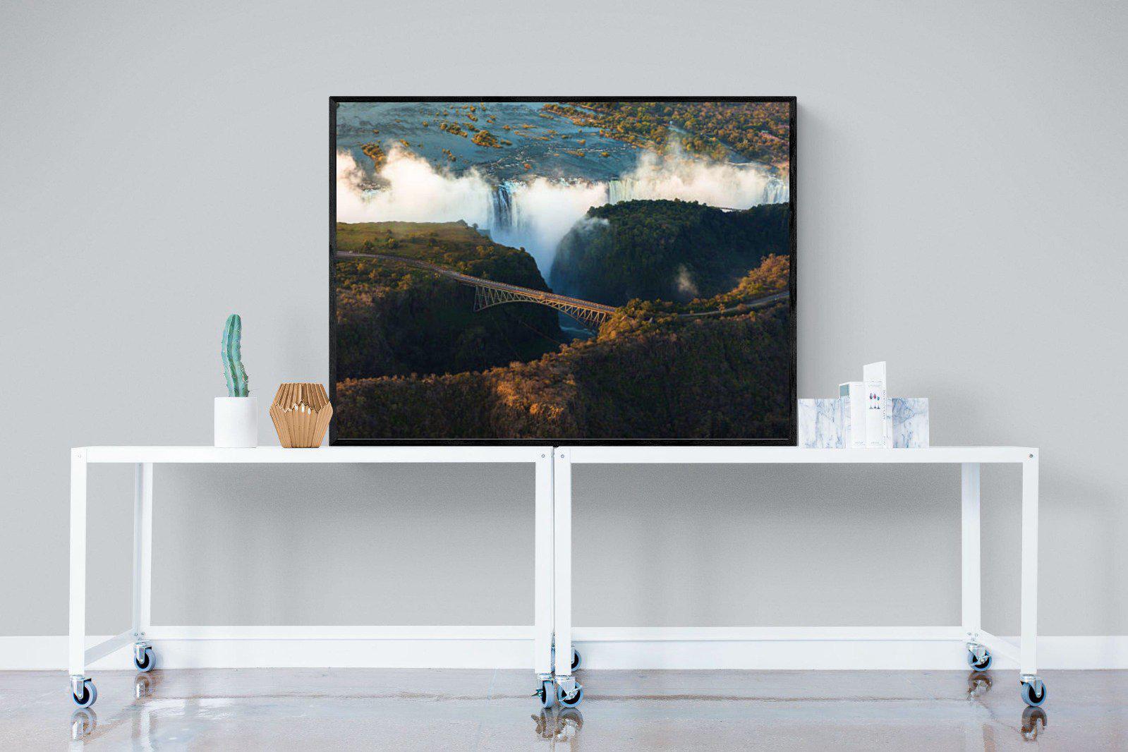 Victoria Falls-Wall_Art-120 x 90cm-Mounted Canvas-Black-Pixalot