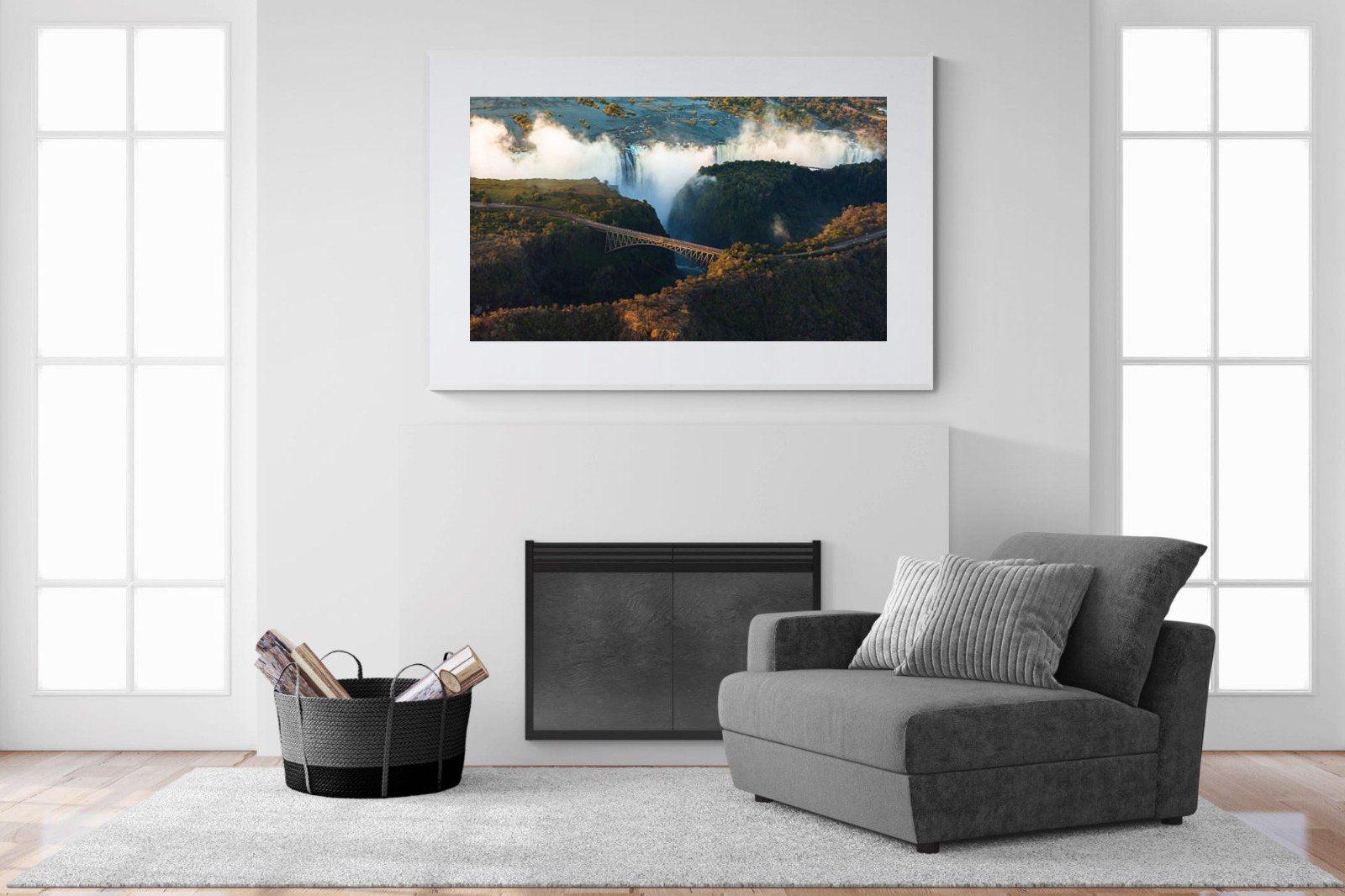 Victoria Falls-Wall_Art-150 x 100cm-Framed Print-White-Pixalot