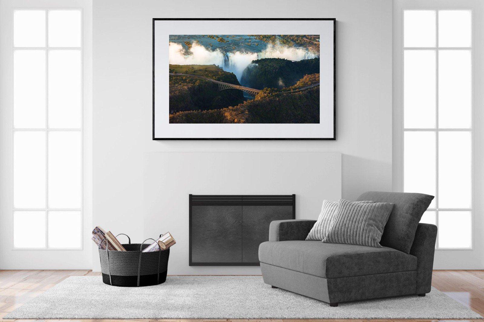 Victoria Falls-Wall_Art-150 x 100cm-Framed Print-Black-Pixalot