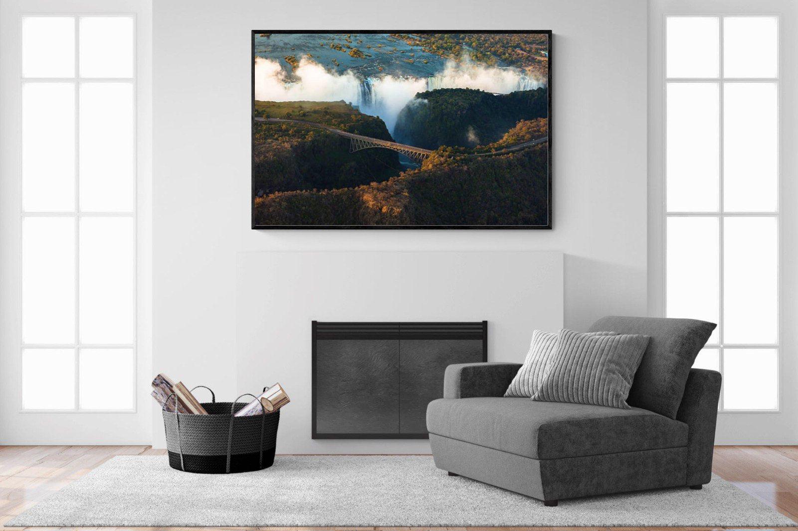 Victoria Falls-Wall_Art-150 x 100cm-Mounted Canvas-Black-Pixalot