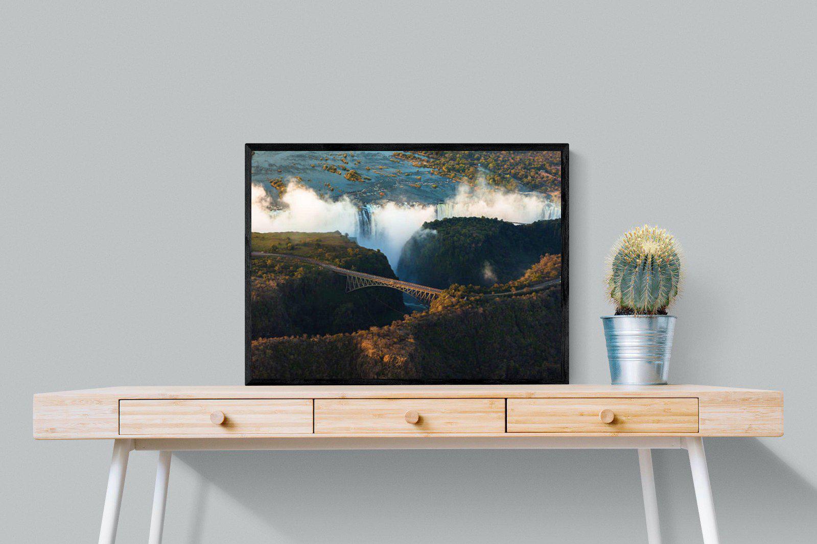 Victoria Falls-Wall_Art-80 x 60cm-Mounted Canvas-Black-Pixalot