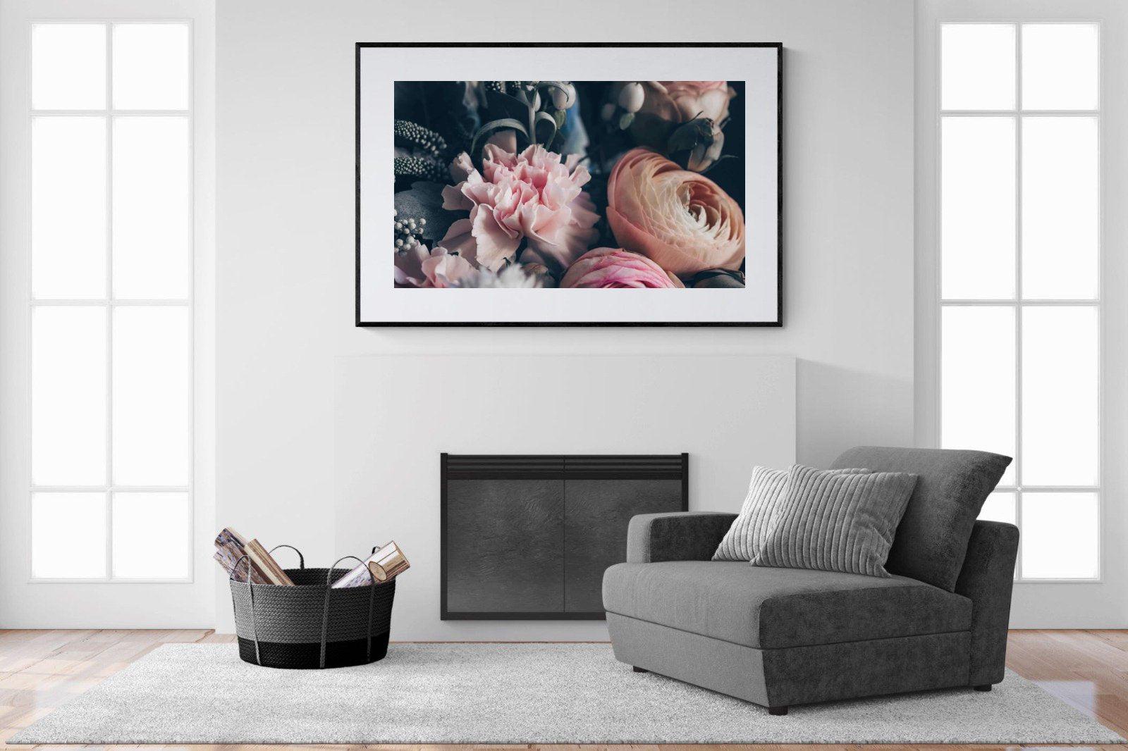 Vintage Bouquet-Wall_Art-150 x 100cm-Framed Print-Black-Pixalot