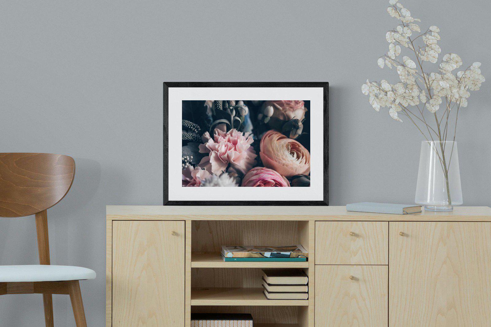 Vintage Bouquet-Wall_Art-60 x 45cm-Framed Print-Black-Pixalot