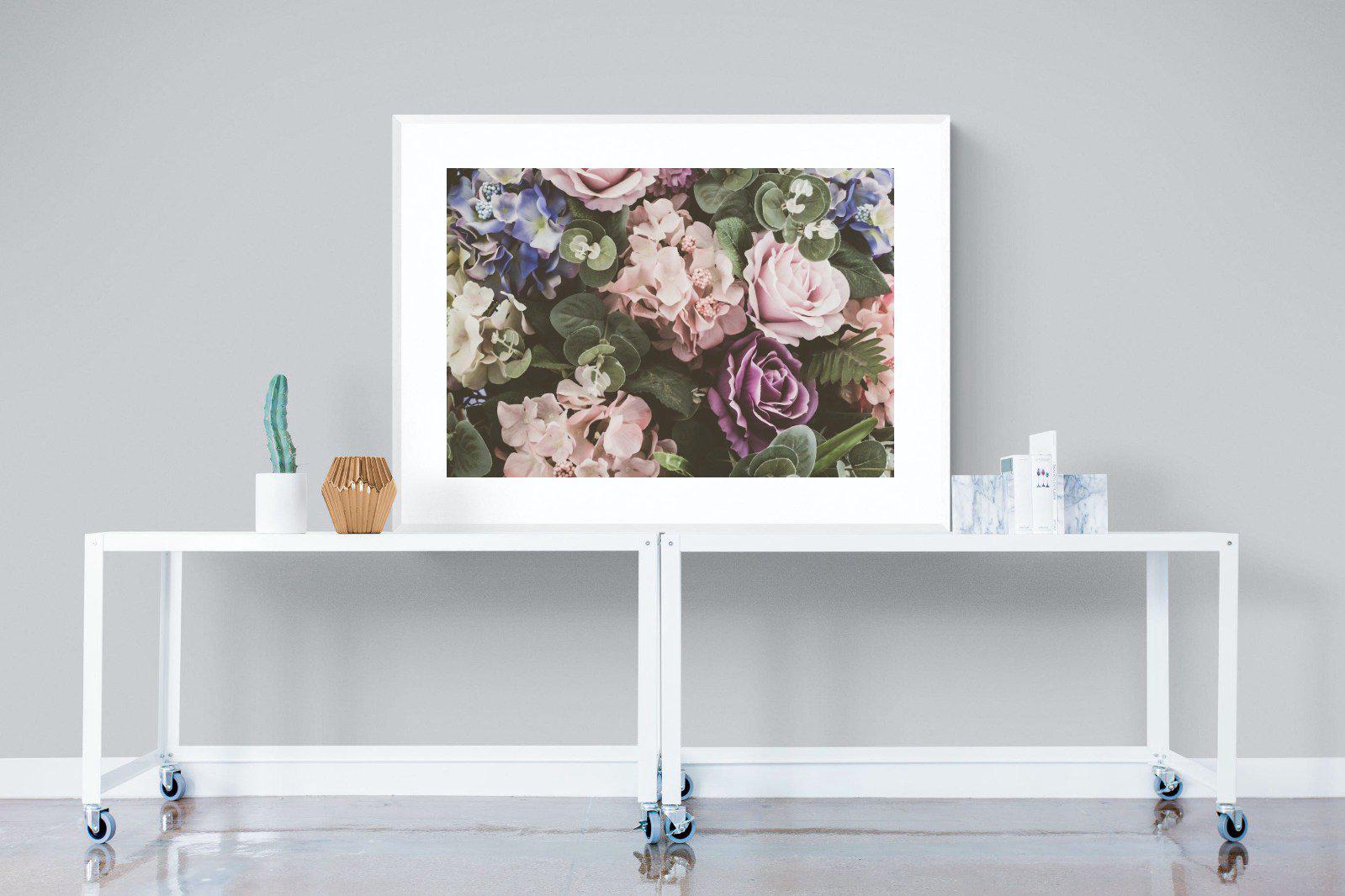 Vintage Roses-Wall_Art-120 x 90cm-Framed Print-White-Pixalot