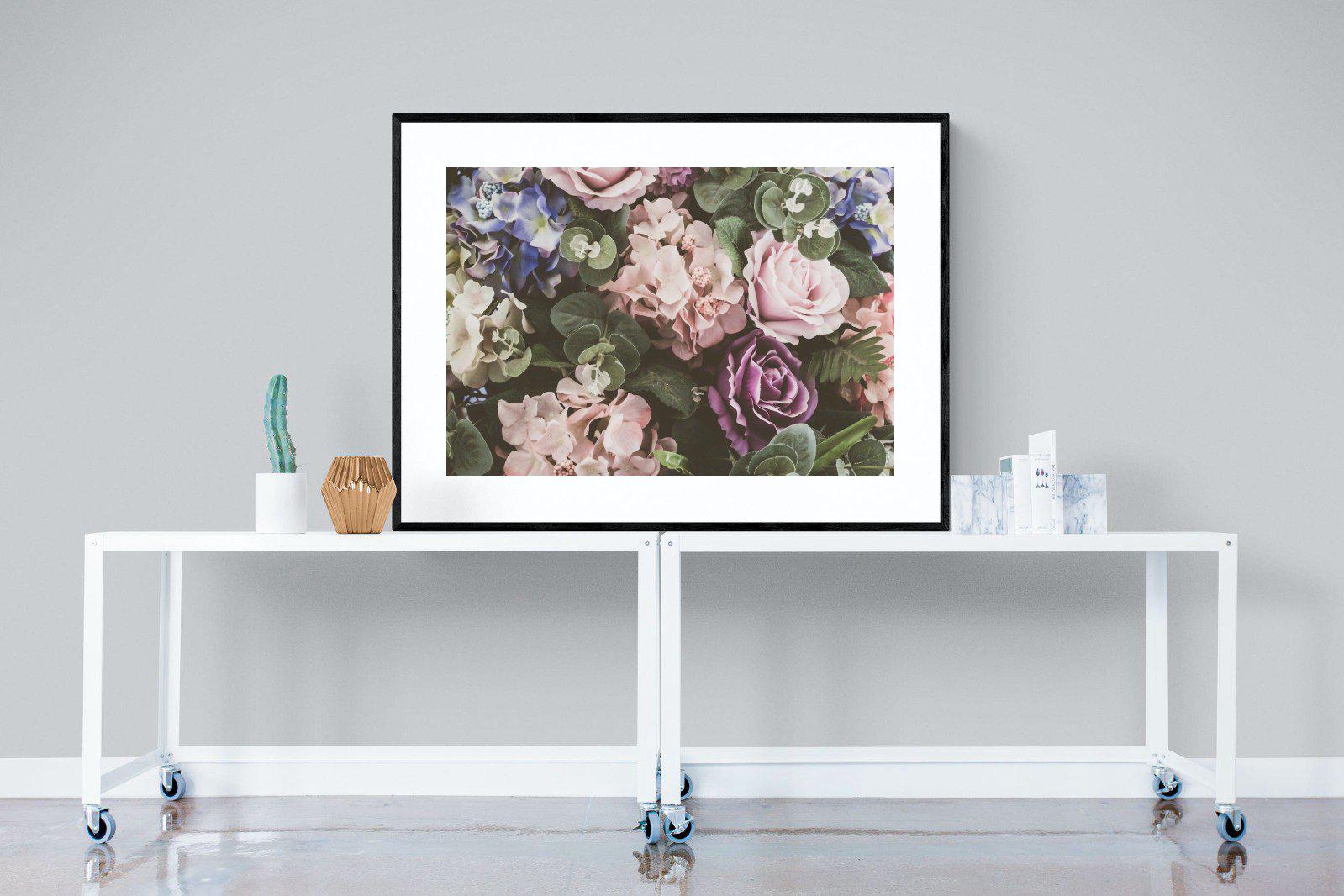 Vintage Roses-Wall_Art-120 x 90cm-Framed Print-Black-Pixalot