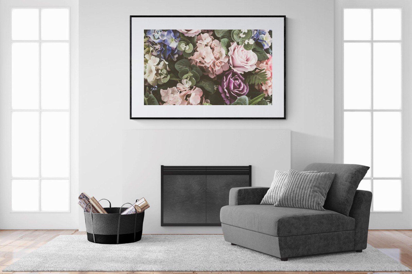 Vintage Roses-Wall_Art-150 x 100cm-Framed Print-Black-Pixalot