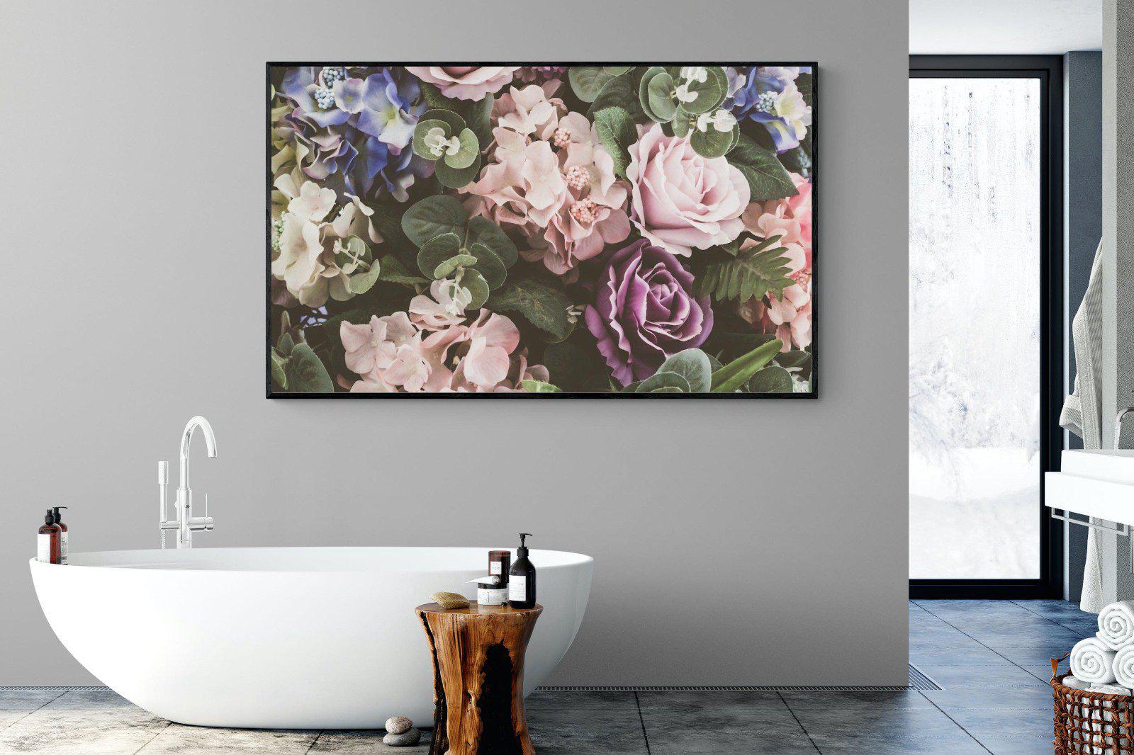 Vintage Roses-Wall_Art-180 x 110cm-Mounted Canvas-Black-Pixalot