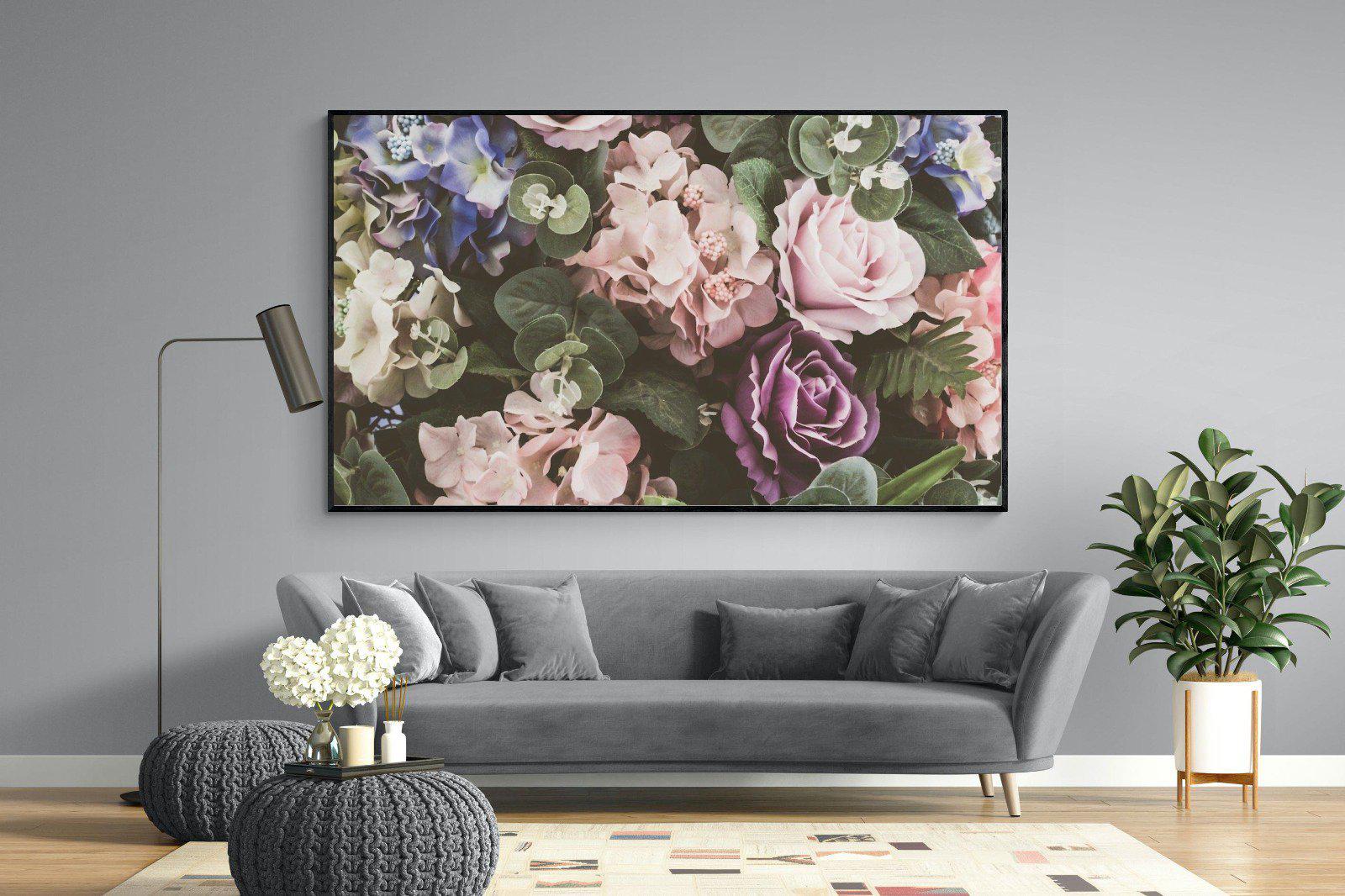 Vintage Roses-Wall_Art-220 x 130cm-Mounted Canvas-Black-Pixalot