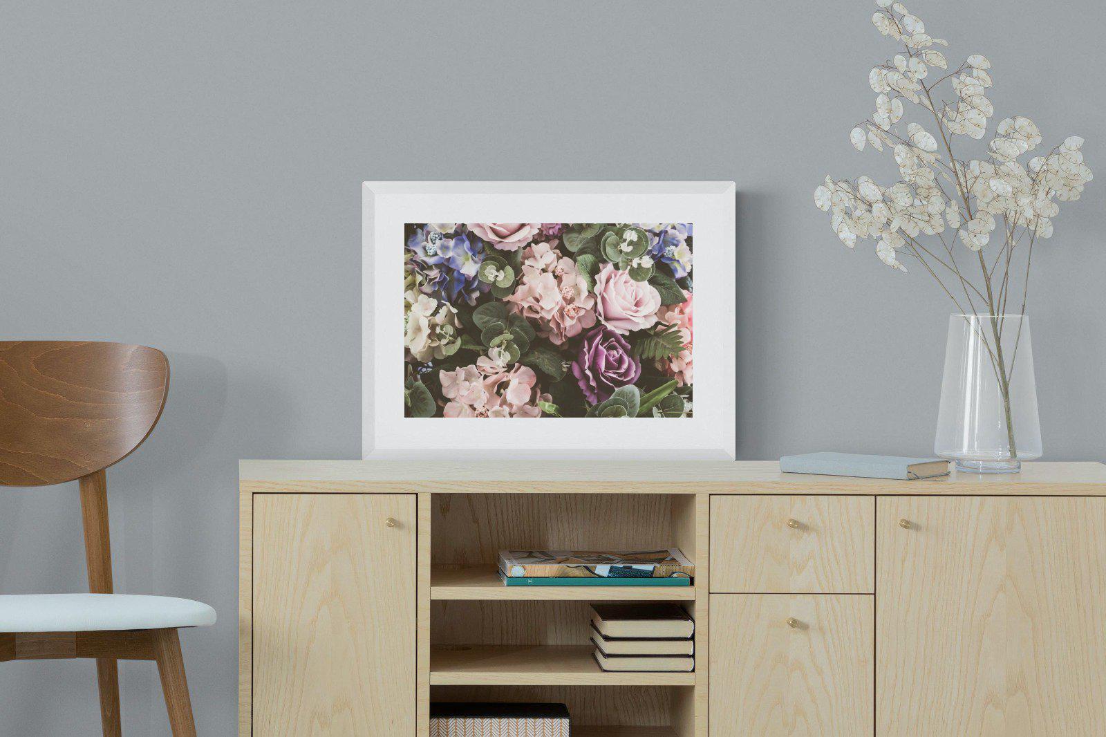 Vintage Roses-Wall_Art-60 x 45cm-Framed Print-White-Pixalot