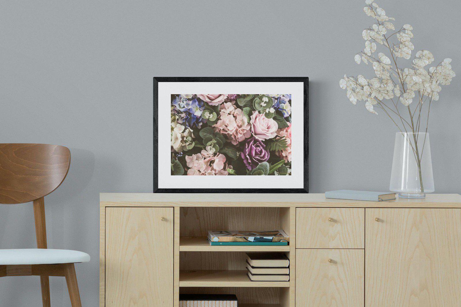 Vintage Roses-Wall_Art-60 x 45cm-Framed Print-Black-Pixalot