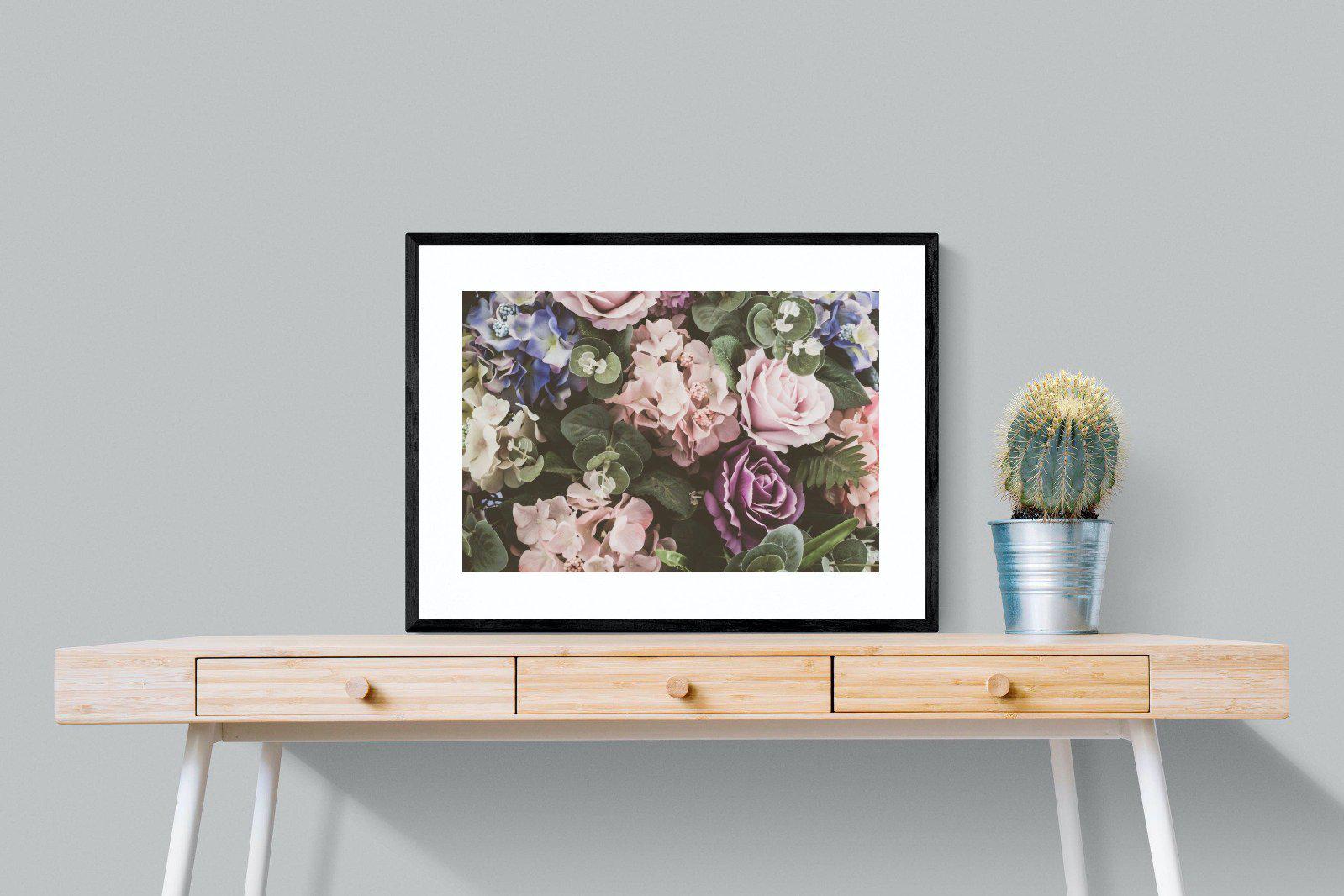 Vintage Roses-Wall_Art-80 x 60cm-Framed Print-Black-Pixalot